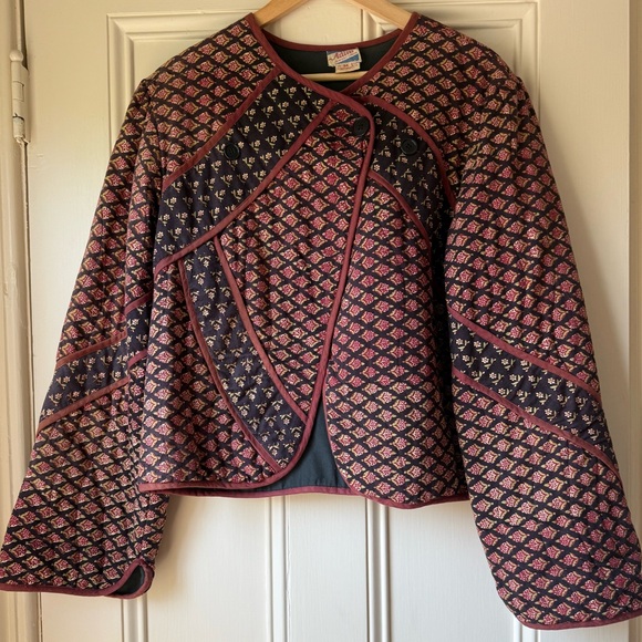 Vintage Adini Indian Block Print Quilted Jacket - Picture 11 of 15